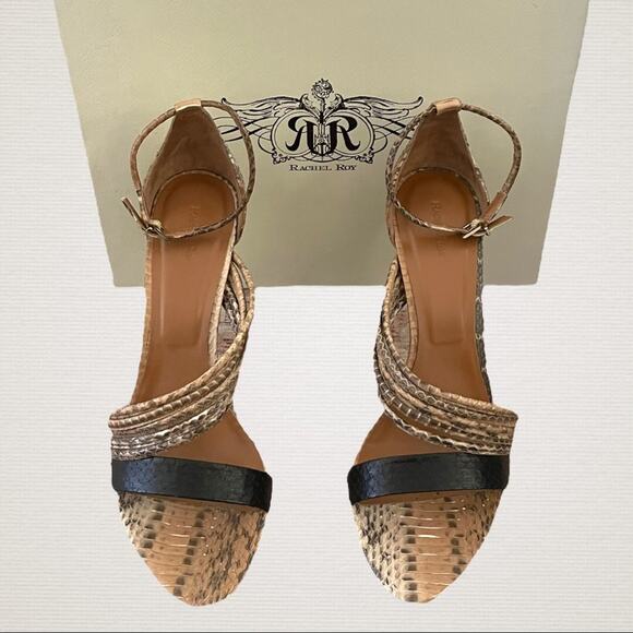 RACHEL Rachel Roy Shoes - RACHEL Rachel Roy Strappy Sandals Womens 11 Medium Luna Faux Snakeskin Black